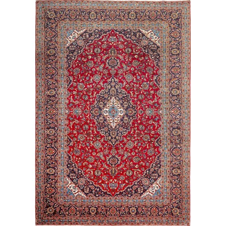 Tappeto Ardakan Persia Medaglione Rosso Blu Scuro 252x344 Cm