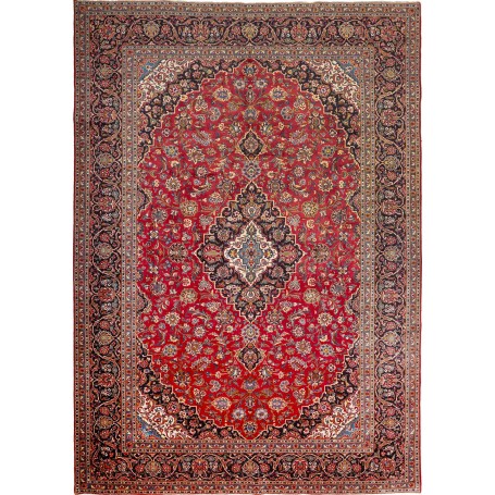 Tappeto Ardakan Persia Medaglione Rosso Blu Scuro 297x427 Cm
