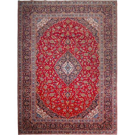 Tappeto Ardakan Persia Medaglione Rosso Blu Scuro 297x402 Cm