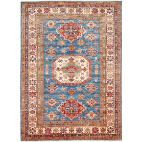 Tappeto Kazak Fine Pakistan Medaglione Blu Rosso 172x240 Cm