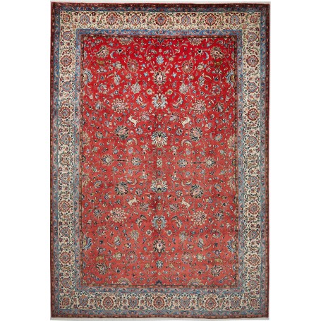 Tappeto Sarough Persia Floreale Rosso Corallo Blu 270x390 Cm