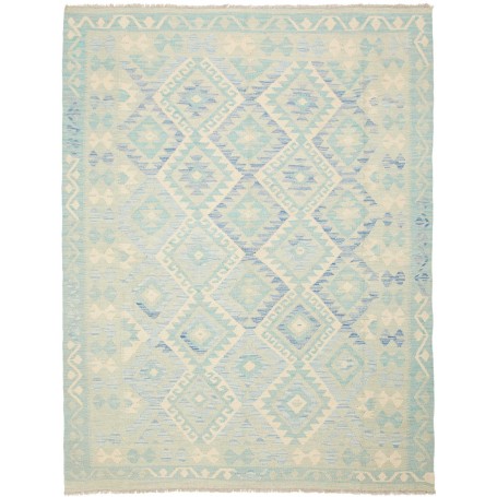 Tappeto Kilim Afghanistan Geometrico Azzurro Avorio 152x200