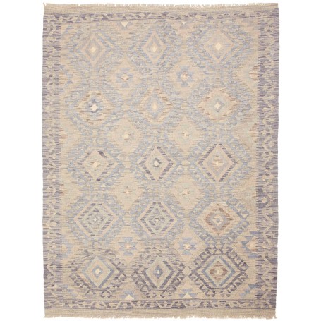 Tappeto Kilim Afghanistan Astratto Beige Blu 152x201 Cm
