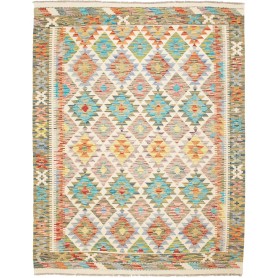 Tappeto Kilim Afghanistan Geometrico Multicolore Vivace 155x