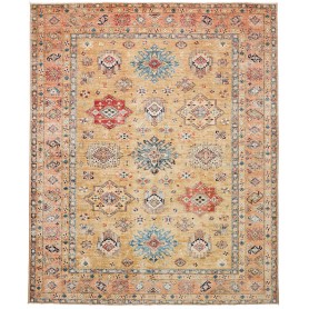 Tappeto Kazak Fine Pakistan Geometrico Oro Rosso 253x307 Cm