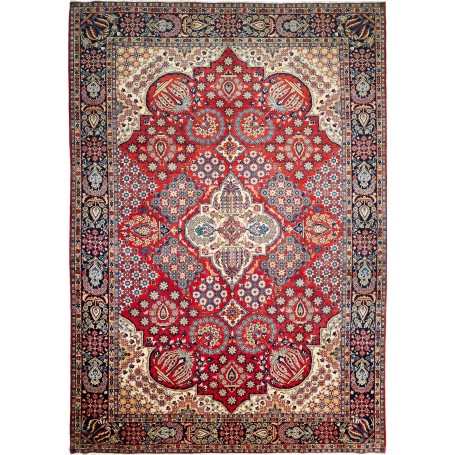 Tappeto Nadjafabad Persia Floreale Rosso Cremisi Blu Notte 2