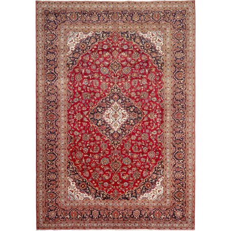 Tappeto Ardakan Persia Medaglione Rosso Blu Crema 247x357 Cm