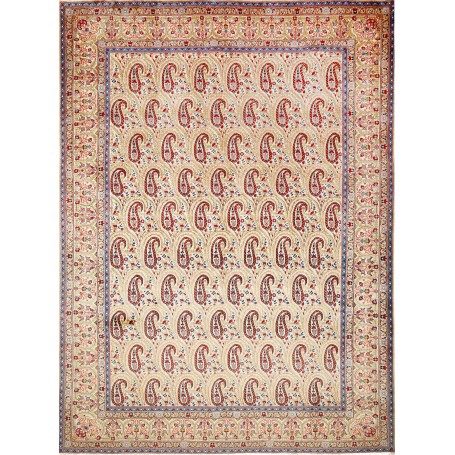 Tappeto Ghom Persia Astratto Crema Rosso 290x385 Cm