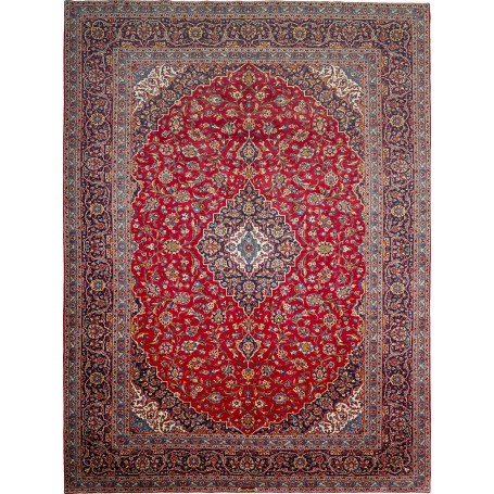 Tappeto Ardakan Persia Medaglione Rosso Blu Scuro 305x405 Cm