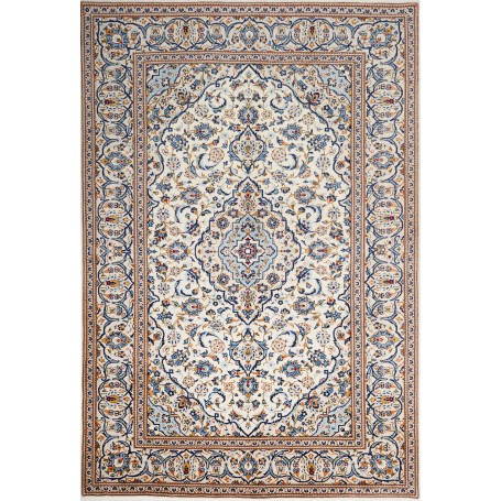 Tappeto Kashan Persia Medaglione Crema Blu 200x304 Cm