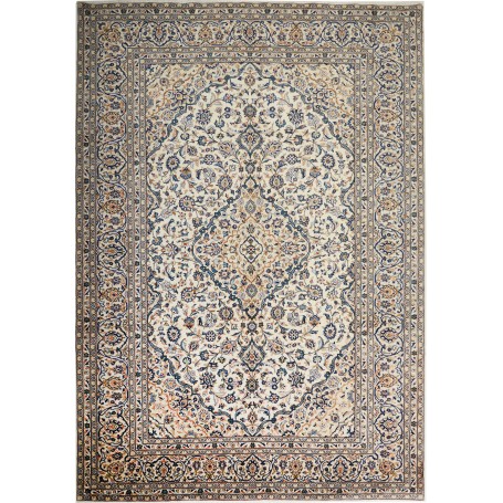 Tappeto Kashan Persia Medaglione Crema Blu 246x350 Cm