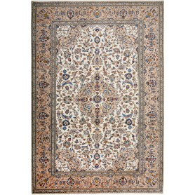 Tappeto Kashan Persia Medaglione Avorio Beige Rosato 243x353