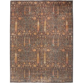 Tappeto Shahi Fine Pakistan Floreale Marrone Scuro Oro Antic