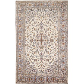 Tappeto Kashan Persia Medaglione Avorio Blu 197x315 Cm