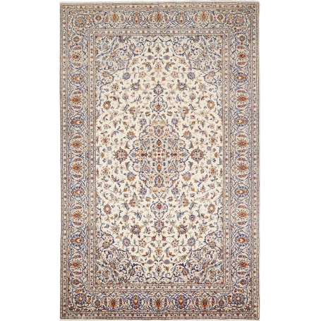 Tappeto Kashan Persia Medaglione Avorio Blu 197x315 Cm