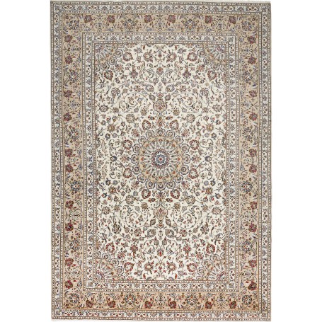 Tappeto Kashan Persia Medaglione Crema Beige 240x348 Cm