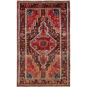 Tappeto Geometrico Rosso Blu Scuro 113x186 Cm