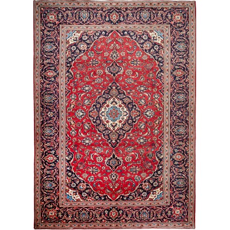 Tappeto Ardakan Persia Medaglione Rosso Blu Scuro 246x345 Cm