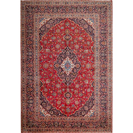 Tappeto Ardakan Persia Medaglione Rosso Blu Scuro 245x358 Cm