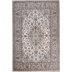 Tappeto Kashan Persia Medaglione Avorio Blu 200x303 Cm