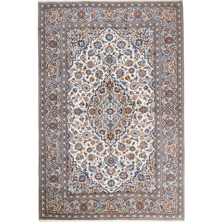 Tappeto Kashan Persia Medaglione Avorio Blu 200x303 Cm