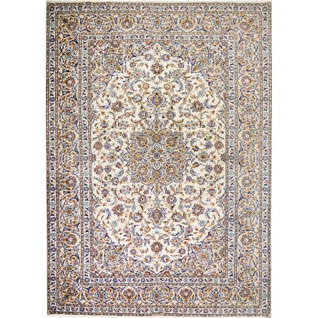 Tappeto Kashan Persia Floreale Avorio Blu 257x363 Cm