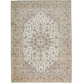Tappeto Kashan Persia Medaglione Avorio Blu 252x340 Cm