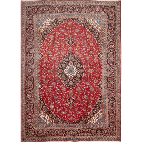 Tappeto Ardakan Persia Medaglione Rosso Blu 252x355 Cm