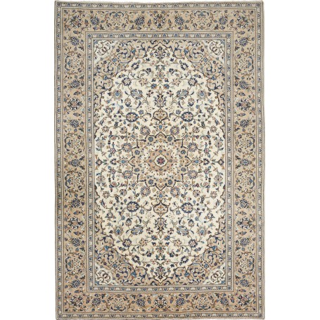 Tappeto Kashan Persia Medaglione Avorio Blu 198x306 Cm