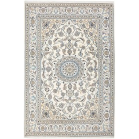 Tappeto Nain Kashmar Persia Medaglione Avorio Blu 205x305 Cm