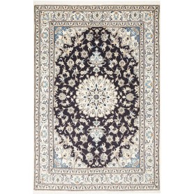 Tappeto Nain Kashmar Persia Medaglione Blu Notte Avorio 165x