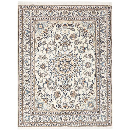 Tappeto Nain Kashmar Persia Medaglione Crema Blu 152x198 Cm