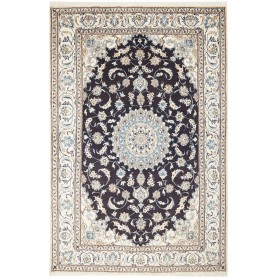 Tappeto Nain Kashmar Persia Medaglione Blu Notte Crema 190x2
