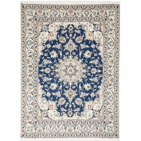 Tappeto Nain Kashmar Persia Floreale Blu Profondo Crema 153x