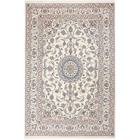 Tappeto Nain Kashmar Persia Medaglione Crema Blu 197x293 Cm