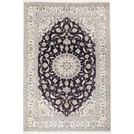 Tappeto Nain Kashmar Persia Medaglione Blu Notte Crema 203x2