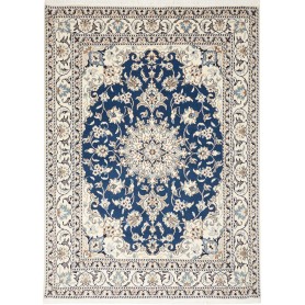 Tappeto Nain Kashmar Persia Medaglione Blu Crema 168x240 Cm