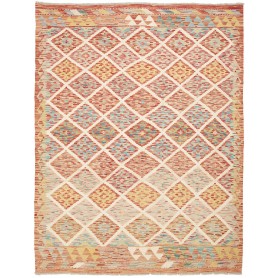 Tappeto Kilim Afghanistan Astratto Terracotta Azzurro 155x20