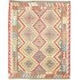 Tappeto Kilim Afghanistan Astratto Rosso Azzurro 156x194 Cm