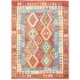 Tappeto Kilim Afghanistan Astratto Rosso Blu 154x209 Cm