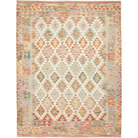 Tappeto Kilim Afghanistan Geometrico Crema Arancio 153x200 C