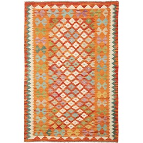 Tappeto Kilim Afghanistan Geometrico Arancione Vivace 104x15