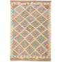 Tappeto Kilim Afghanistan Astratto Crema Turchese 98x144 Cm