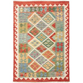 Tappeto Kilim Afghanistan Geometrico Multicolore Terracotta