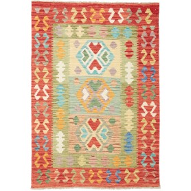 Tappeto Kilim Afghanistan Astratto Rosso Multicolore Vivace