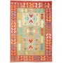 Tappeto Kilim Afghanistan Astratto Rosso Multicolore Vivace