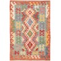 Tappeto Kilim Afghanistan Geometrico Arancio Blu 99x148 Cm