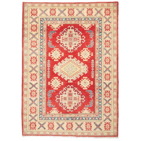 Tappeto Kazak Pakistan Astratto Rosso Crema 130x181 Cm