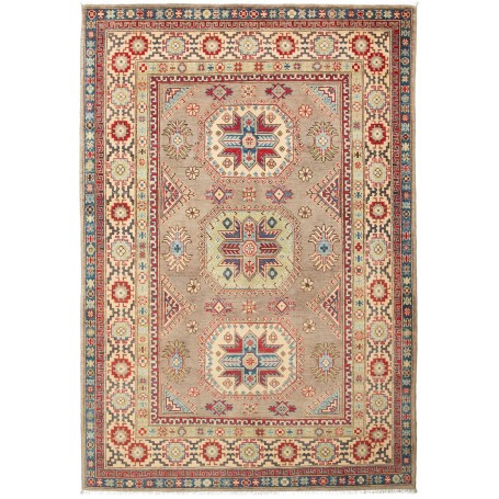 Tappeto Kazak Afghanistan Geometrico Tortora Rosso 167x242 C