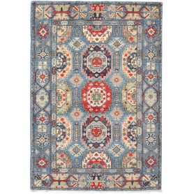 Tappeto Kazak Afghanistan Astratto Blu Rosso 125x179 Cm